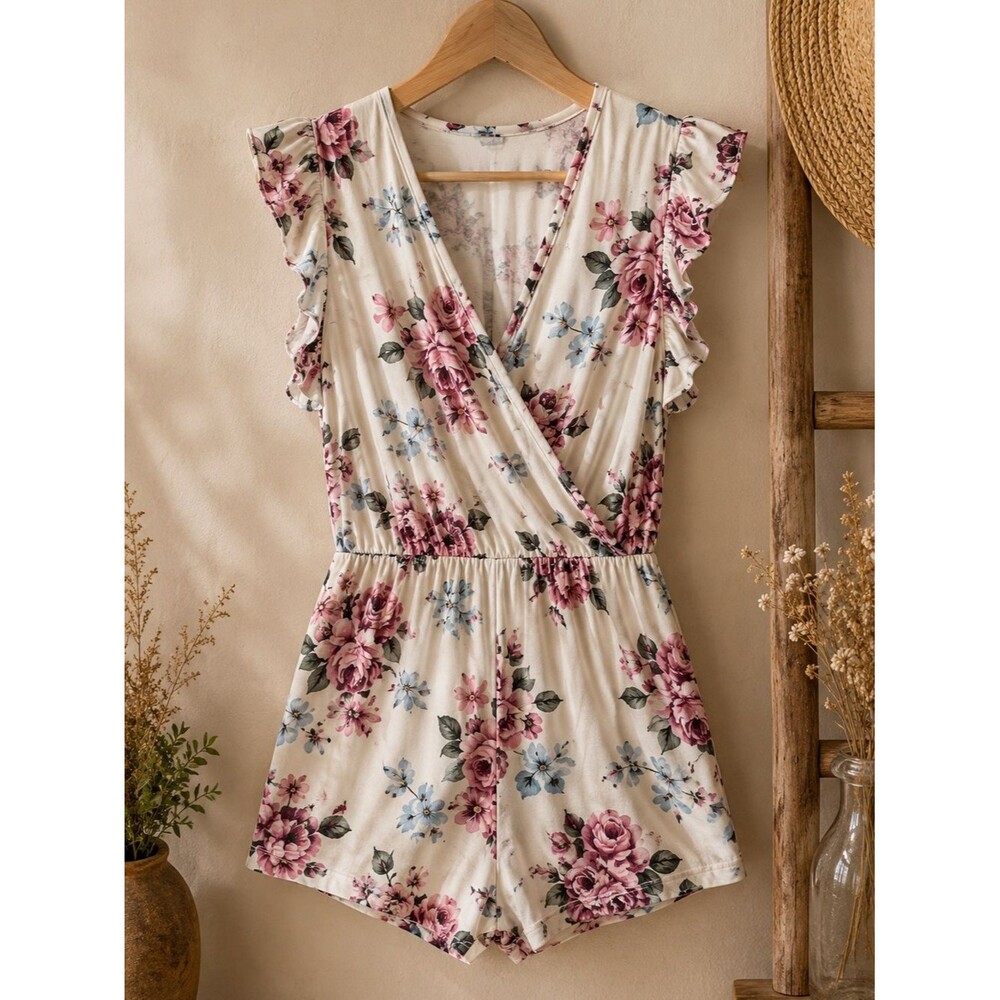 Hot Kiss‎ Floral Print Romper XL